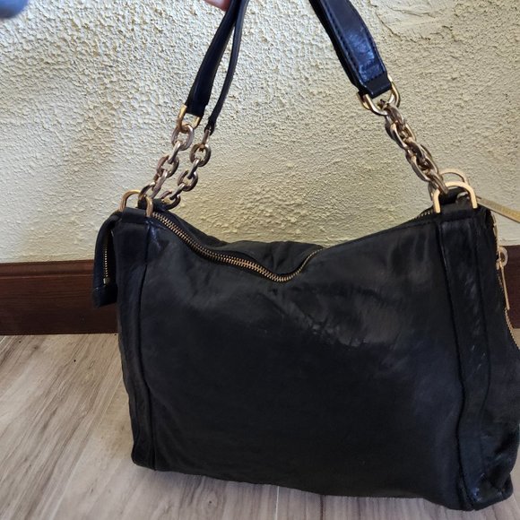 Rare Michael Kors Distressed Leather Shoulder Bag Hobo - Picture 4 of 12